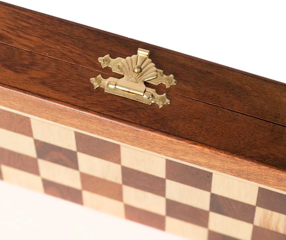 Italfama 19X19CM MAGNETINIAI Mediniai Šachmatai Su Perlenkiama Dėže + Šaškės