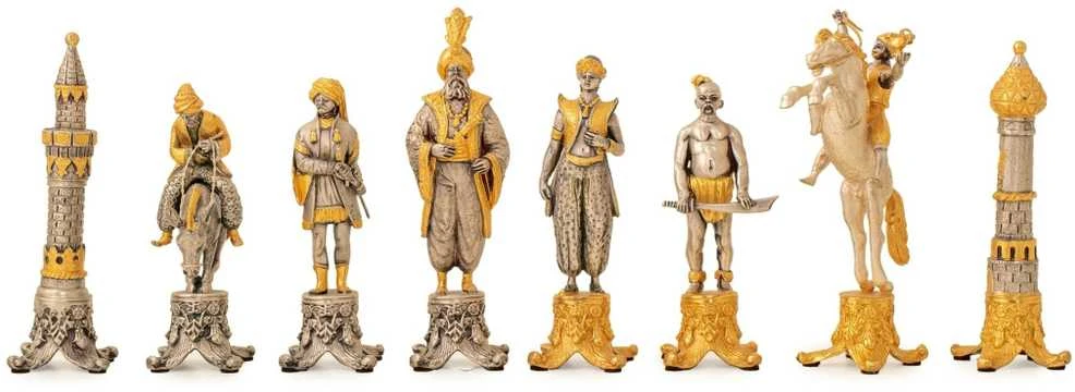 Italfama ALADINAS: meniški ypatingos prabangos šachmatai padengti 24k auksu