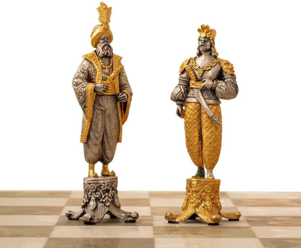 Italfama ALADINAS: meniški ypatingos prabangos šachmatai padengti 24k auksu