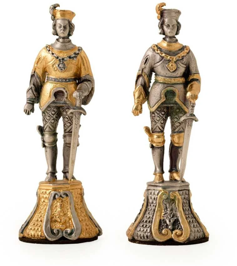 Italfama FLORENTIETIŠKAS RENESANSAS II: ypač prabangūs šachmatai iš Bronzos dengti tikru 24K auksu