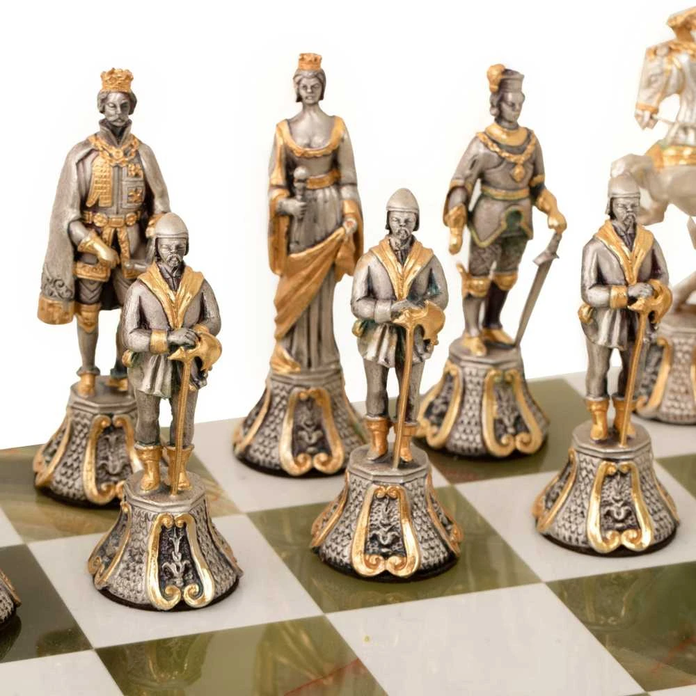 Italfama FLORENTIETIŠKAS RENESANSAS II: ypač prabangūs šachmatai iš Bronzos dengti tikru 24K auksu