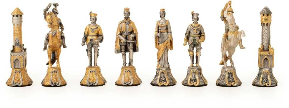 Italfama FLORENTIETIŠKAS RENESANSAS II: ypač prabangūs šachmatai iš Bronzos dengti tikru 24K auksu