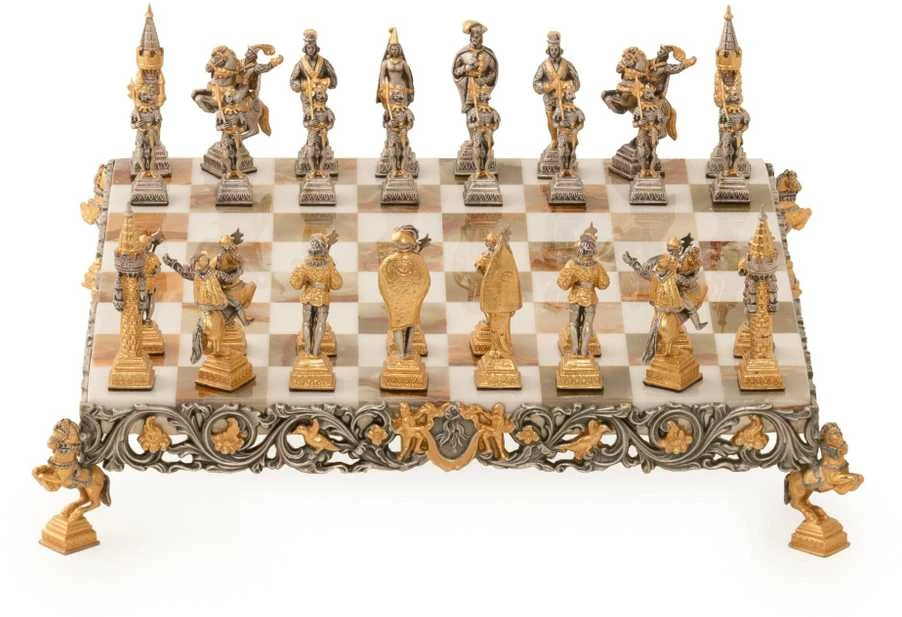 Italfama GULIVERIO KELIONĖS II: ypač prabangūs šachmatai iš Bronzos dengti tikru 24K auksu