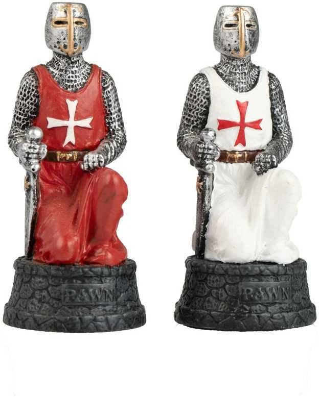 Italfama KRYŽIUOČIAI: prabangūs šachmatai su juodmedžio stiliaus žaidimo lenta
