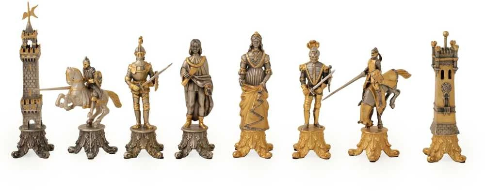 Italfama MEDICI VS PAZZI - dvi svarbiausios šeimos Florencijoje (1478): šachmatai dengti 24K auksu