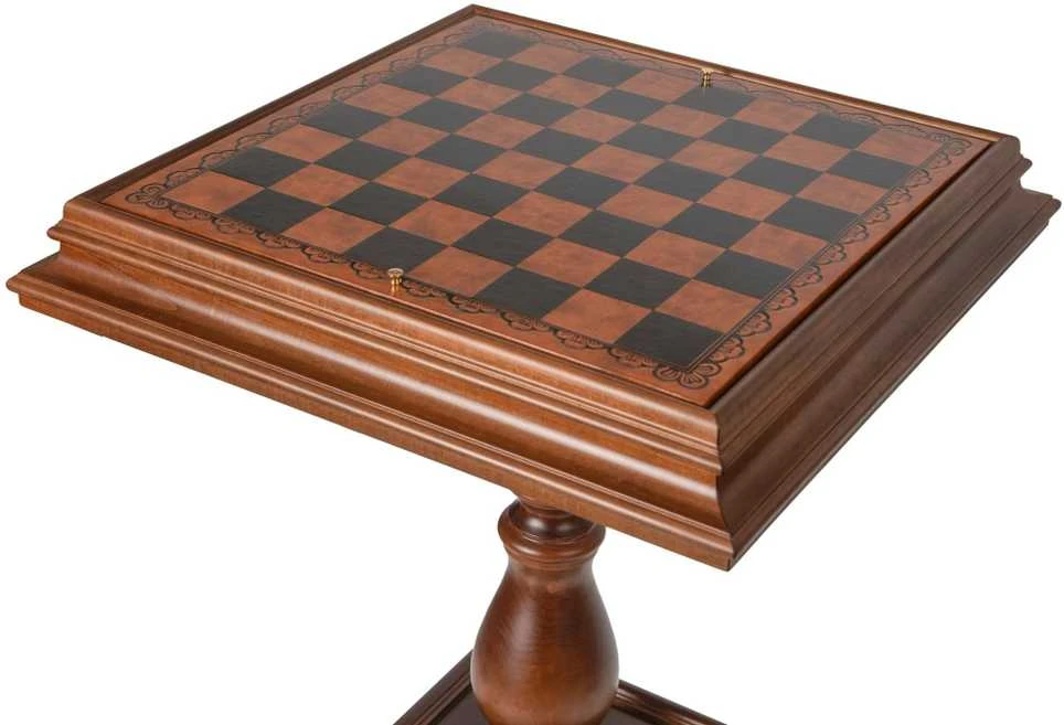 Italfama Medinis šachmatų staliukas su odos pakaitalo lenta IR DĖTUVE