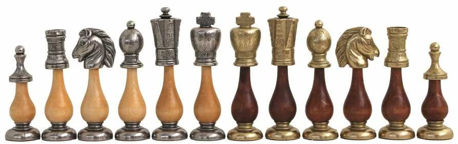 Italfama Metalinės/ medinės ARABIŠKO STILIAUS šachmatų figūros su medinė šachmatų lenta