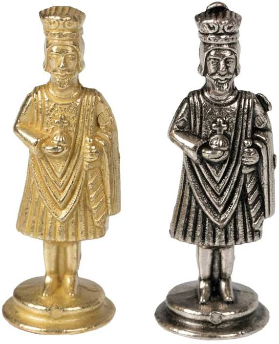 Italfama Metaliniai šachmatai CAMELOT su žemėlapio motyvų žaidimo lenta