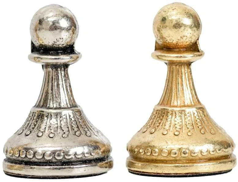 Italfama Metaliniai šachmatai su medine žaidimo lenta ir patogia dėtuve/dėže figūroms