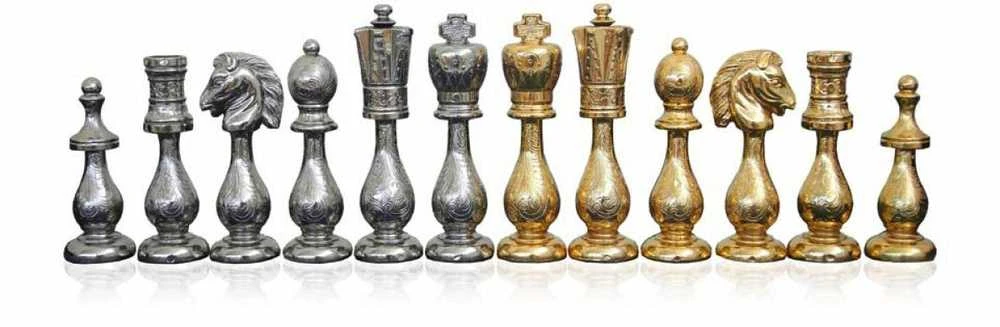 Italfama Metalinių šachmatų rinkinys su medine/ marmurine žaidimo lenta ir dėtuve