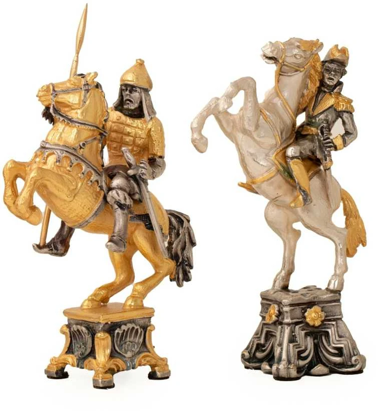 Italfama NAPOLEONAS BONAPARTAS II: Ypač prabangūs šachmatai iš Bronzos dengti tikru 24K auksu
