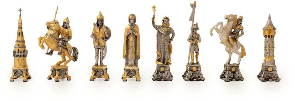 Italfama NAPOLEONAS BONAPARTAS II: Ypač prabangūs šachmatai iš Bronzos dengti tikru 24K auksu