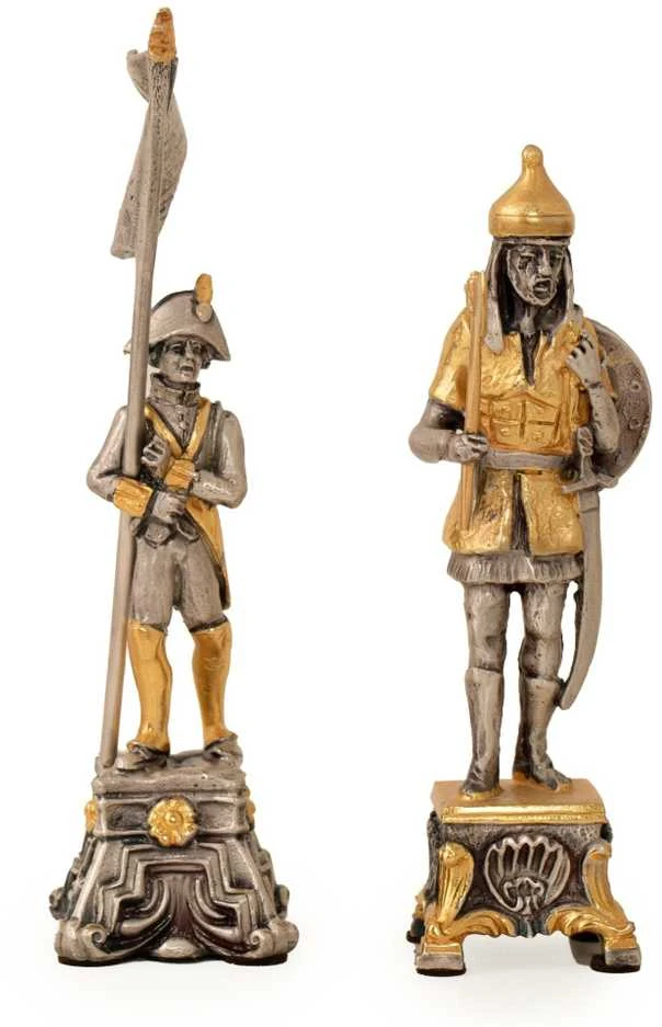 Italfama NAPOLEONAS BONAPARTAS II: Ypač prabangūs šachmatai iš Bronzos dengti tikru 24K auksu