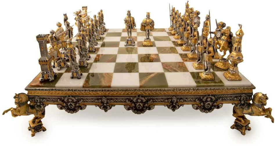 Italfama VIDURAMŽIAI III: ypač prabangūs šachmatai iš Bronzos dengti tikru 24K auksu
