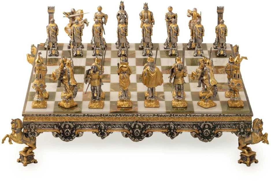 Italfama VIDURAMŽIAI III: ypač prabangūs šachmatai iš Bronzos dengti tikru 24K auksu
