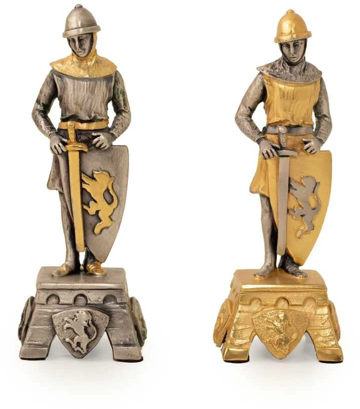 Italfama VIDURAMŽIŲ STILIUS: ypatingai prabangūs šachmatai iš Bronzos dengti tikru 24K auksu