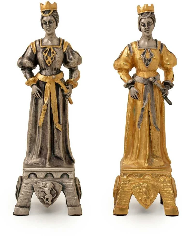 Italfama VIDURAMŽIŲ STILIUS: ypatingai prabangūs šachmatai iš Bronzos dengti tikru 24K auksu
