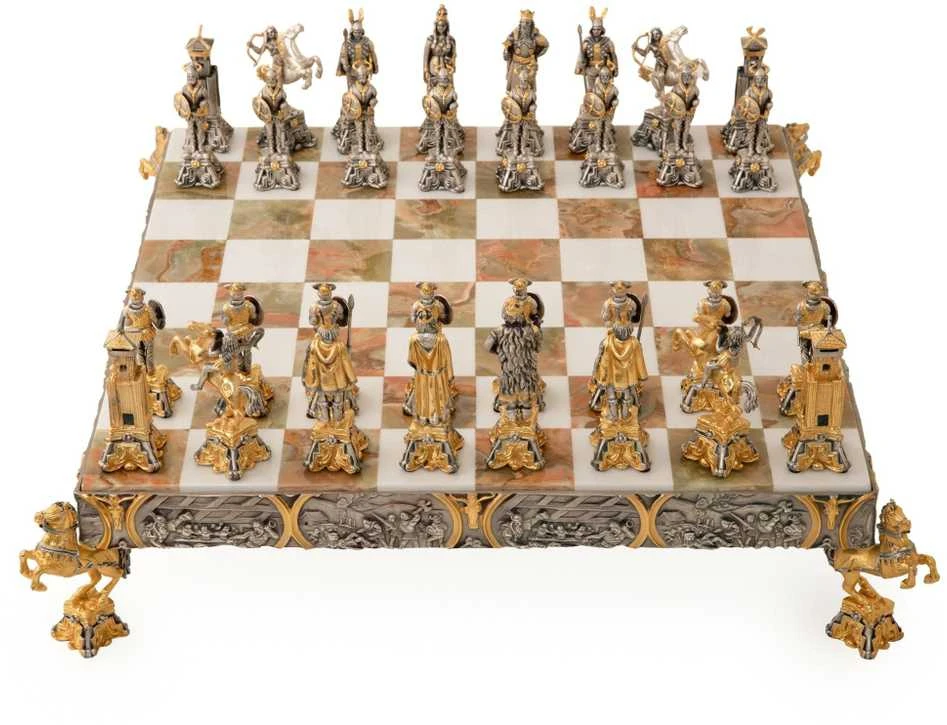 Italfama VIKINGAI: ypač prabangūs šachmatai iš Bronzos dengti tikru 24K auksu