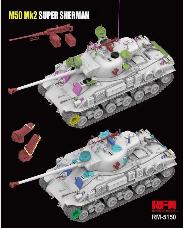 Izraelio tankas M50 Mk2 Super Sherman 1/35 plastikinis modelis RFM-5150