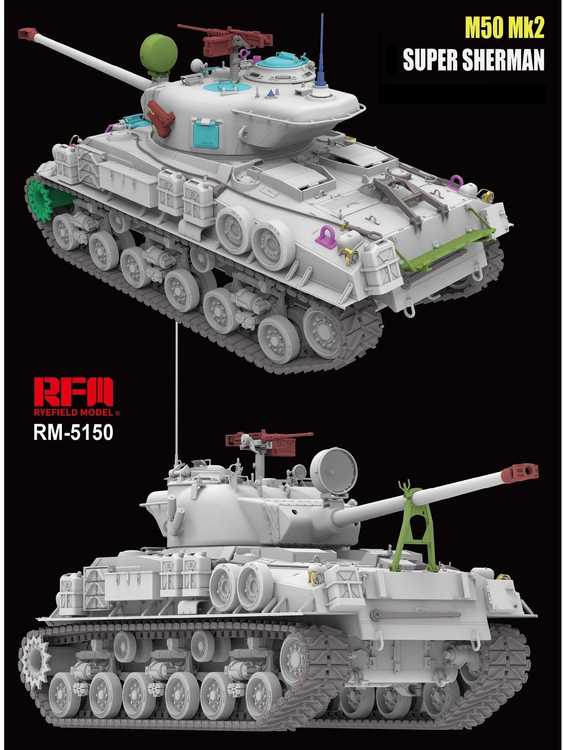 Izraelio tankas M50 Mk2 Super Sherman 1/35 plastikinis modelis RFM-5150