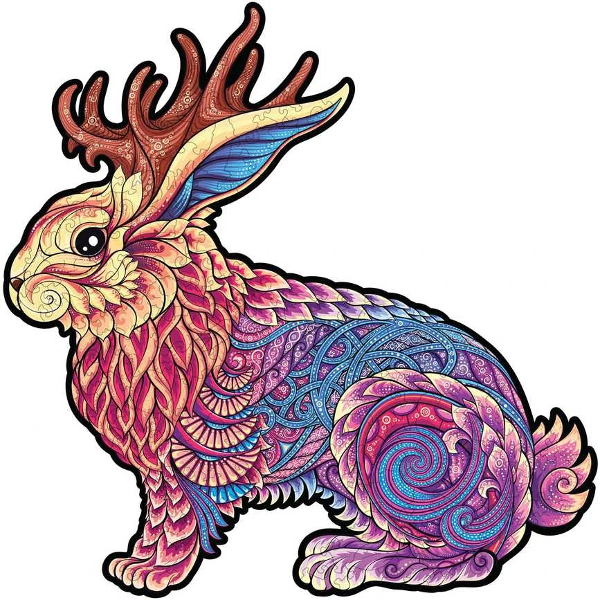 Fantasy Puzzles Jackalope Dėlionė Iš Medžio M Dydis (150 detalių)