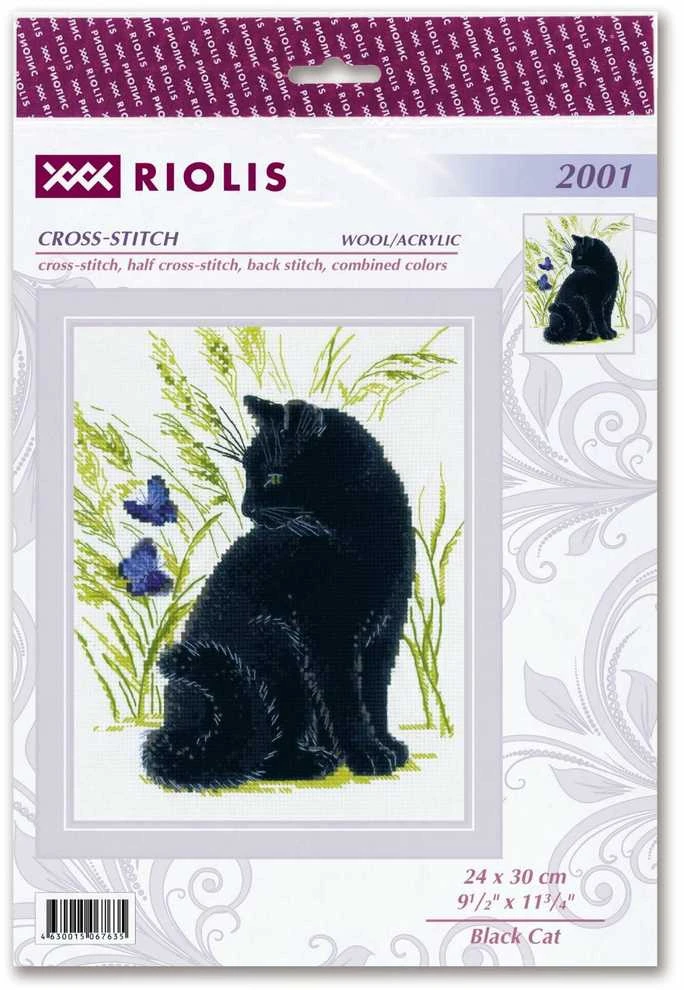 Juodas Cat Siuvinėjimo rinkinys iš RIOLIS Nr.: 2001