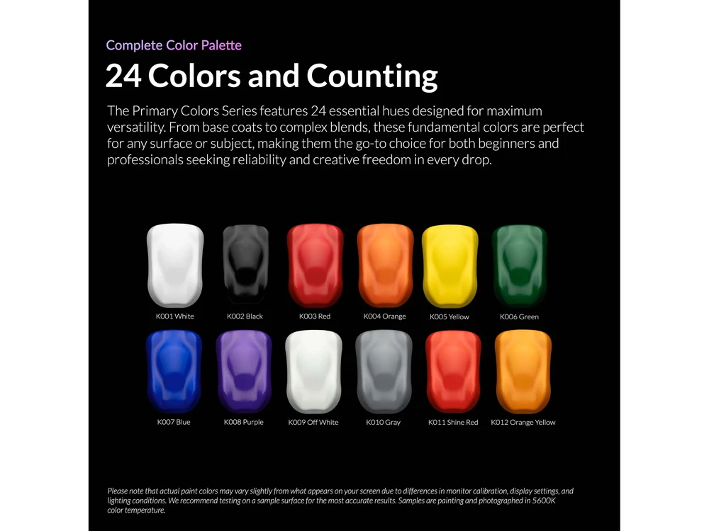 Kaleido ColorWorks RapidAir akriliniai dažai Primary Colors, 12 vnt.