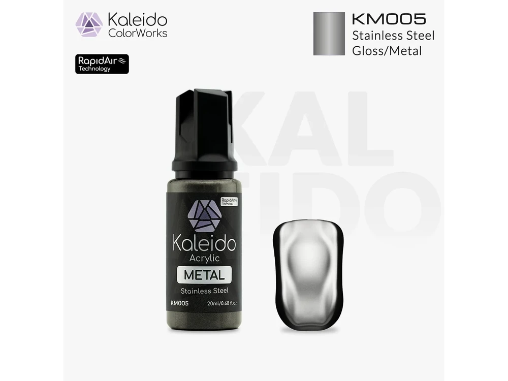 Kaleido ColorWorks RapidAir akriliniai dažai, nerūdijančio plieno 20 ml (KM005)