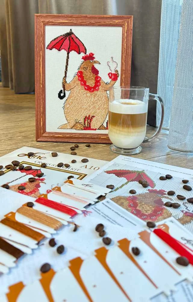 Riolis Kryželiu siuvinėjimo rinkinys - Aine kolekcija "Coffee Break" 15 x 21 cm SRA1005