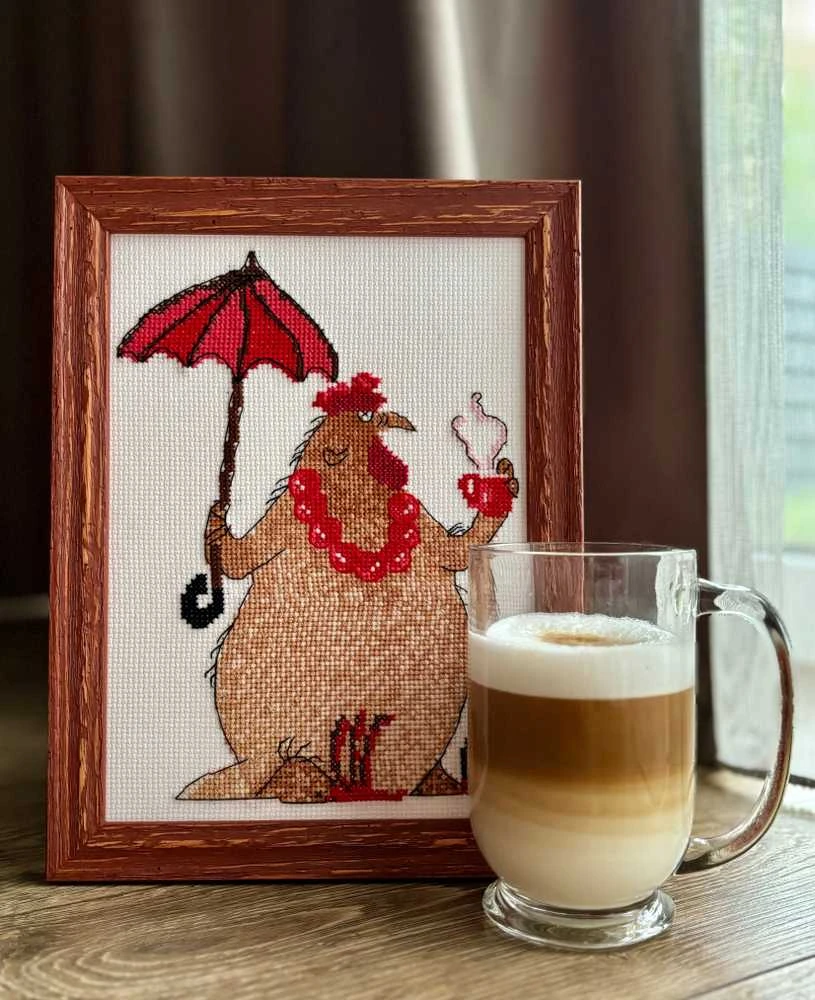 Riolis Kryželiu siuvinėjimo rinkinys - Aine kolekcija "Coffee Break" 15 x 21 cm SRA1005