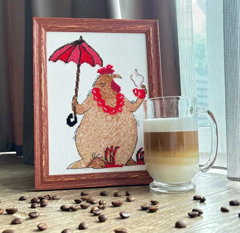 Riolis Kryželiu siuvinėjimo rinkinys - Aine kolekcija "Coffee Break" 15 x 21 cm SRA1005