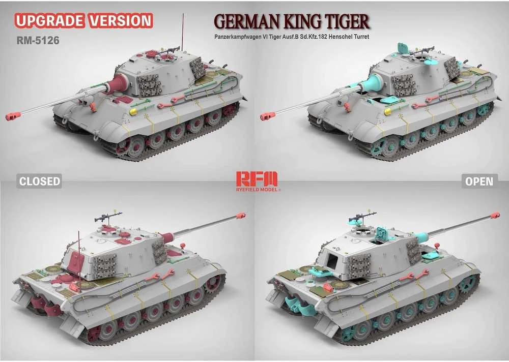 King Tiger Henschel tanko modelis 1/35, plastikinis RFM 5126
