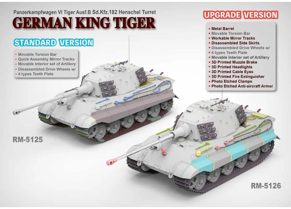 King Tiger Henschel tanko modelis 1/35, plastikinis RFM 5126