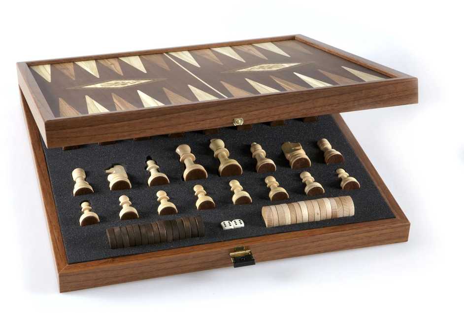 Stalo Žaidimų Rinkinys - Manopoulos Klasikinis Stilius 4in1 Šachmatai Šaškės Ludo Gyvatės L Dydis