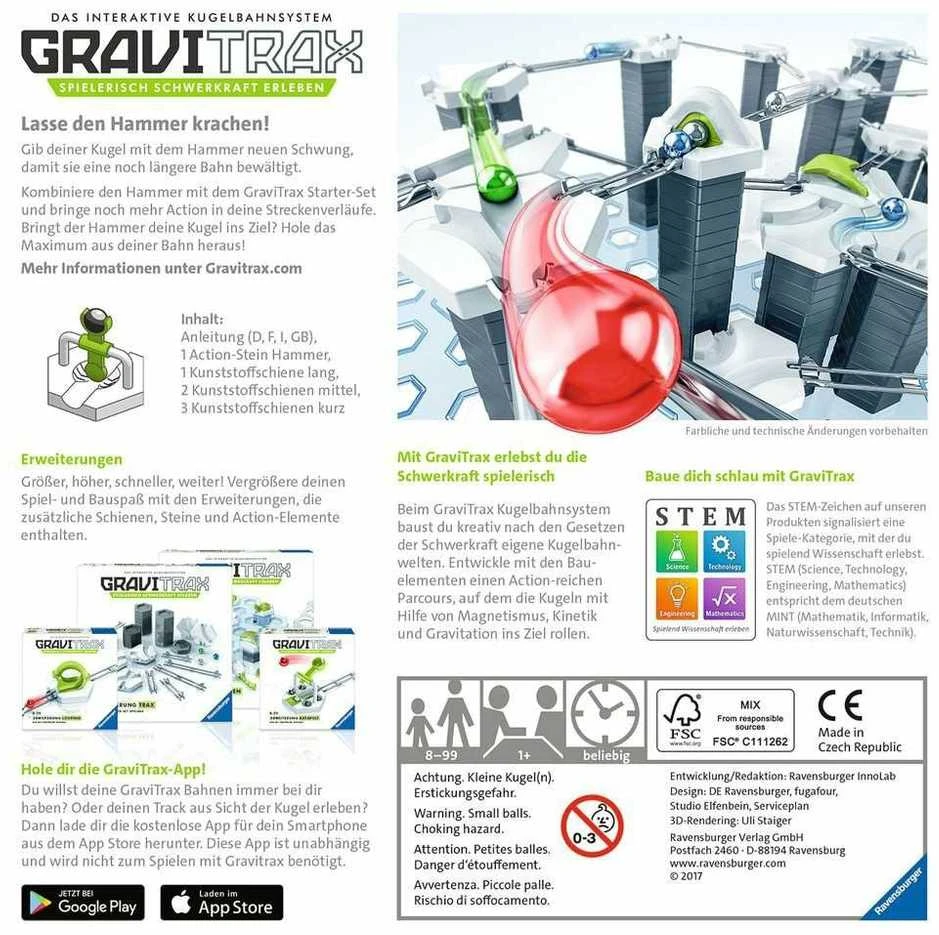 Ravensburger GRAVITRAX takelių sistemos priedų rinkinys Hammer, 27606