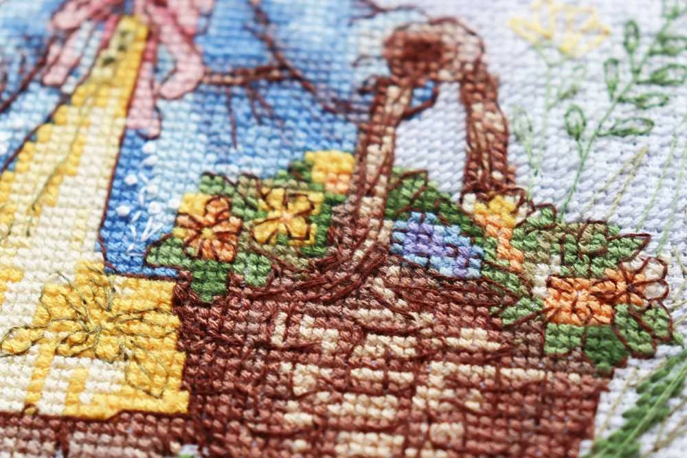 Abris Art Siuvinėjimo kryželiu rinkinys Pavasario zuikis, 14 ct, su karoliukais, 18×20 cm