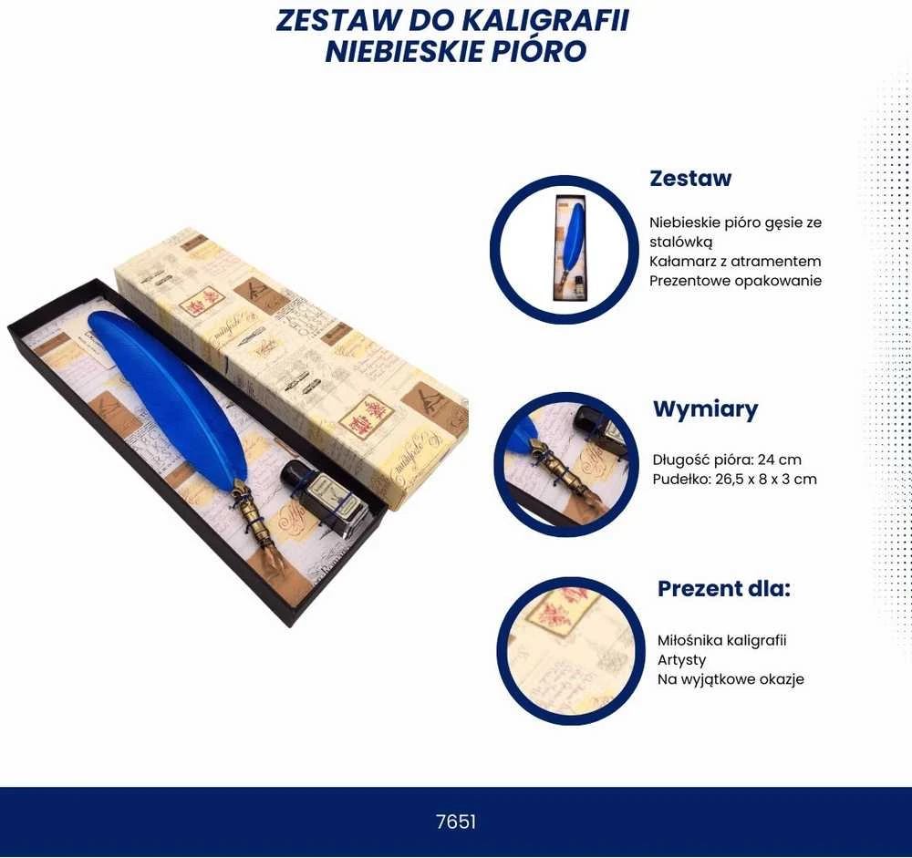 LA KALIGRAFICA S.A.S. DI FAUSTO RIELA & C. Elegantiškas kaligrafijos dovanų rinkinys: mėlyna plunksna ir rašalas