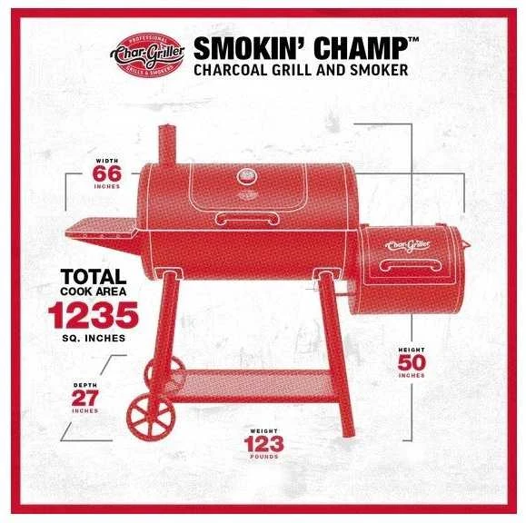 Lauko kepsninė-rūkykla Char-Griller Grand Champ Offset Smoker