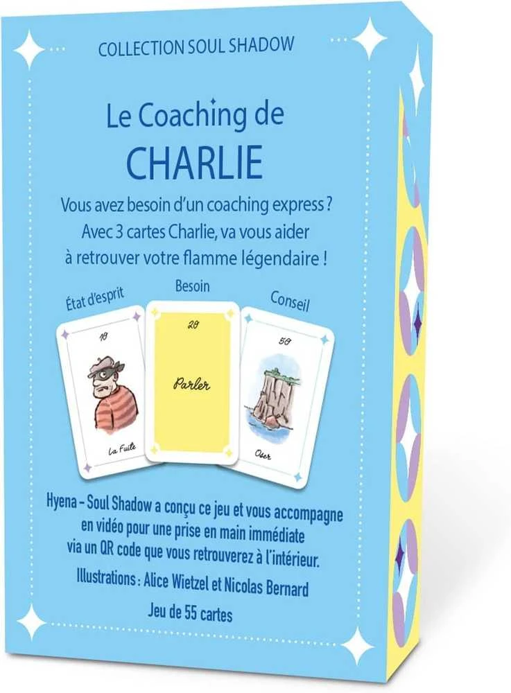 Grimaud Cartomancie Žaidimų Kortų Rinkinys - Le Coaching de Charlie Kortos 55-Kortos Nešiojamas 9.2x6.6x2.5cm