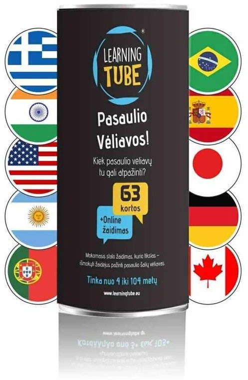 Learning Tube Mokomasis kortų žaidimas „Pasaulio vėliavos“ vaikams 4+ (LT, QR)