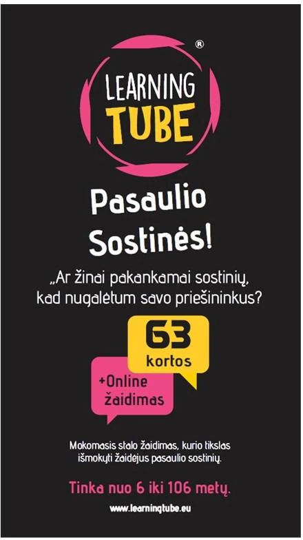 Learning Tube Mokomasis stalo žaidimas „Pasaulio sostinės“ – kortos, QR klausimai, 6+