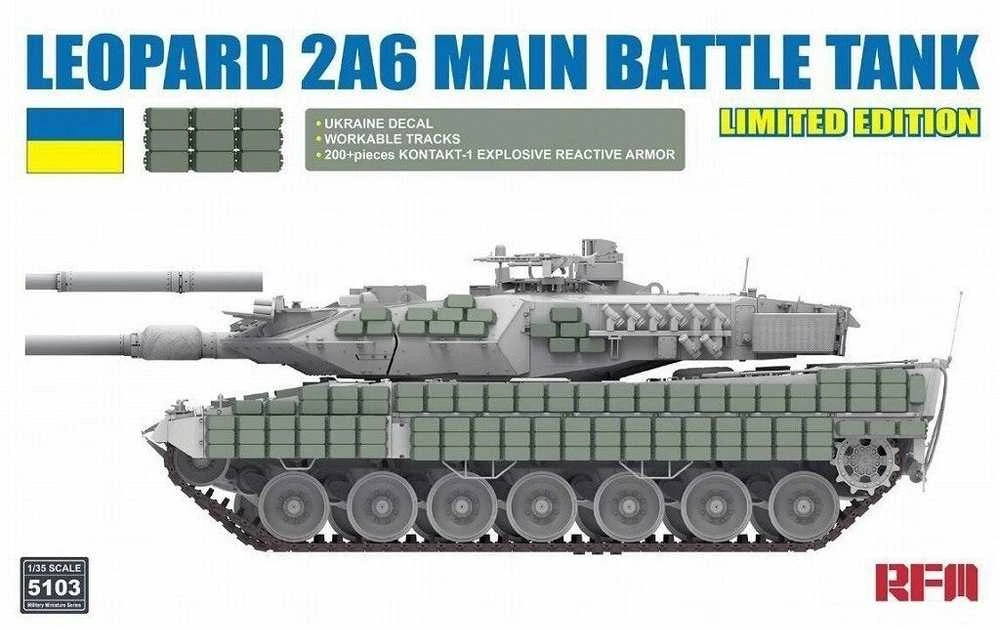 Leopard 2A6 tankas 1/35 riboto leidimo plastikinis surenkamas modelis RFM-5103