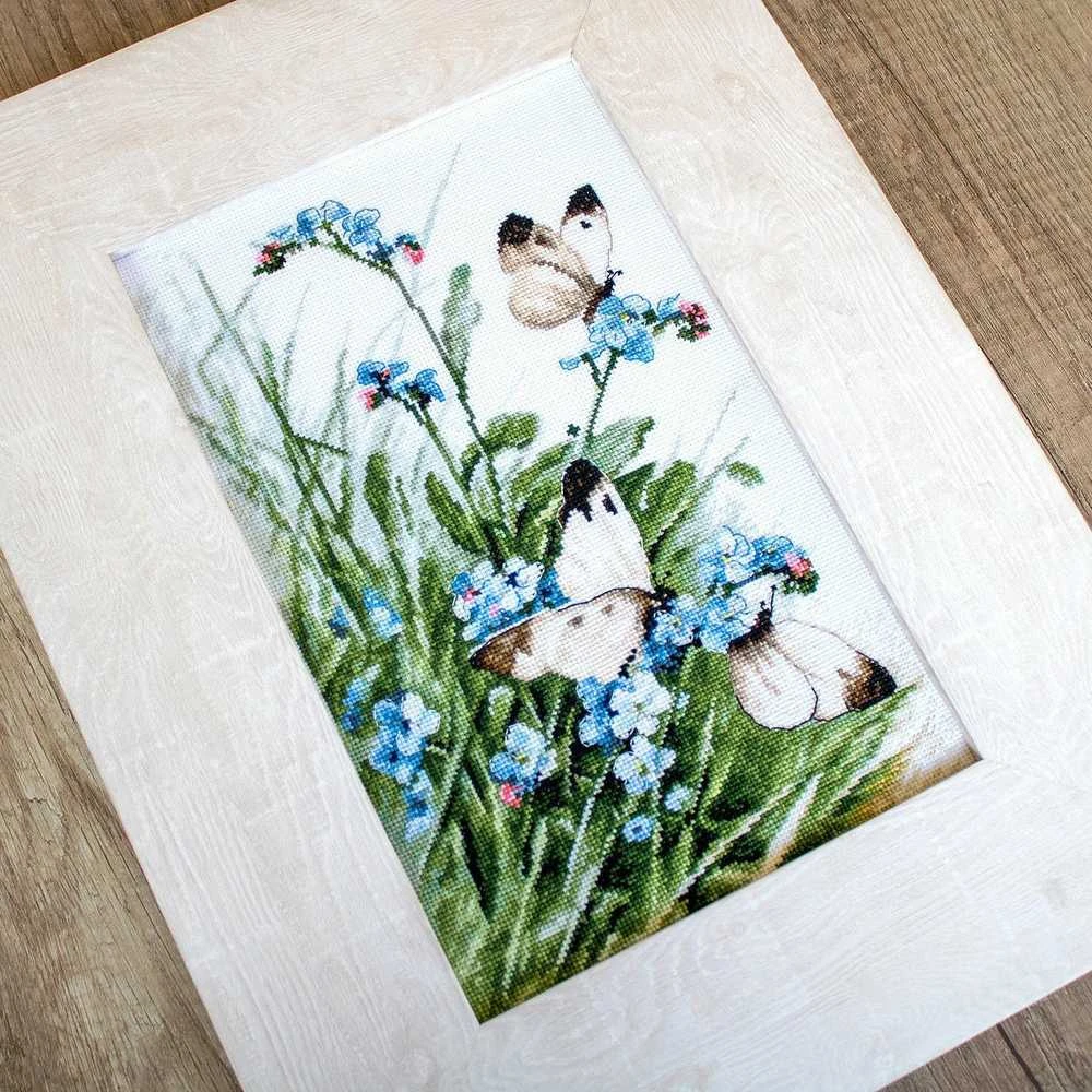 LetiStitch luca S Drugeliai ir Mėlynųjų paukščių gėlės SLETI939