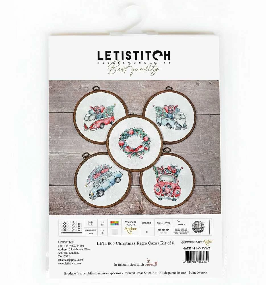 LetiStitch luca S Kalėdiniai retro automobiliai SLETI965