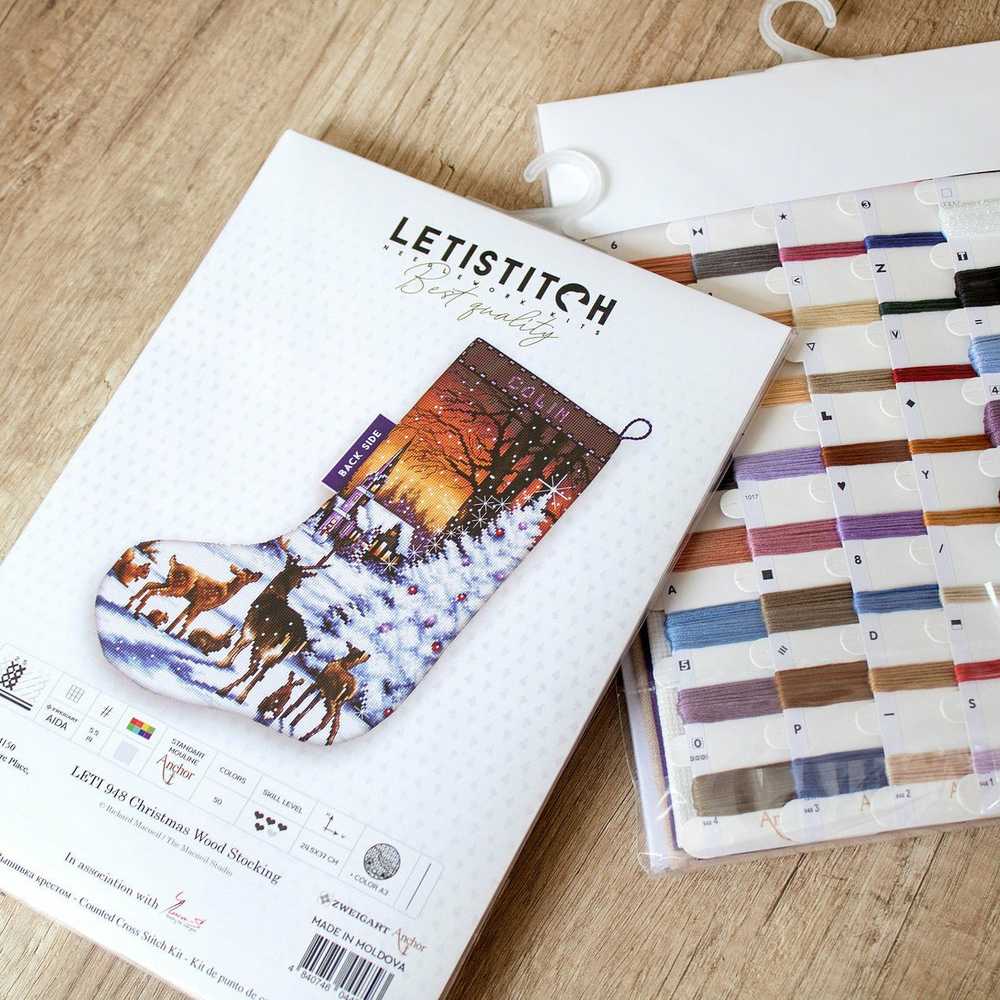 LetiStitch luca S Kalėdų medinis kojinė SLETI948
