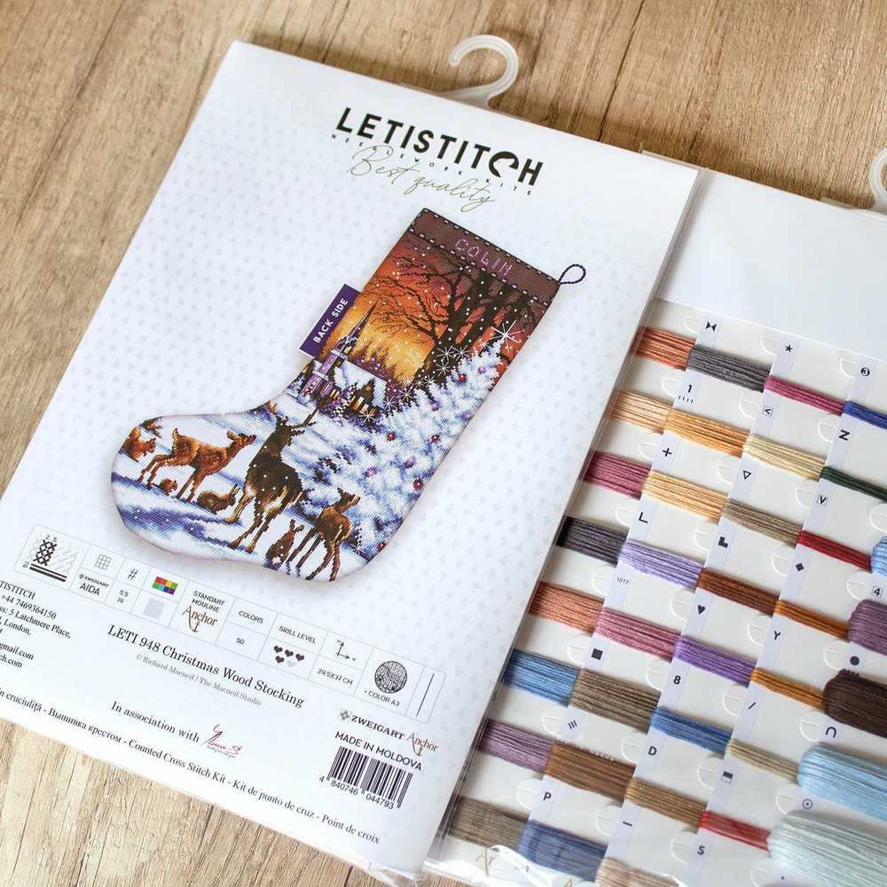LetiStitch luca S Kalėdų medinis kojinė SLETI948