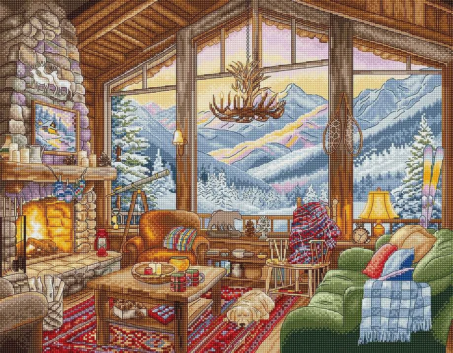 Letistitch Kryželiu siuvinėjimo rinkinys "Žiemos namelis" 39x31cm SLETIL9922