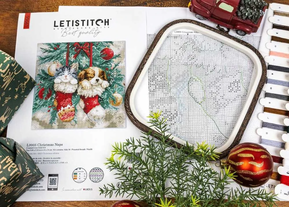 Letistitch Kalėdinis siuvinėjimo kryželiu rinkinys „Christmas Naps“ 24x24 cm
