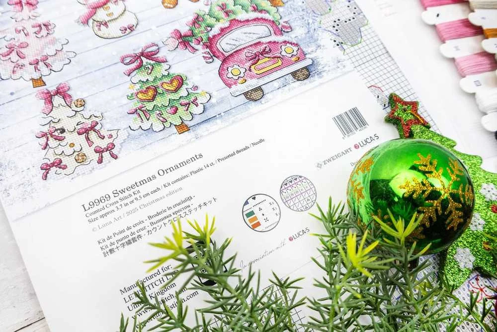 Letistitch Kalėdinis siuvinėjimo rinkinys „Sweetmas“ žaisliukai, 9 cm, 6 vnt.