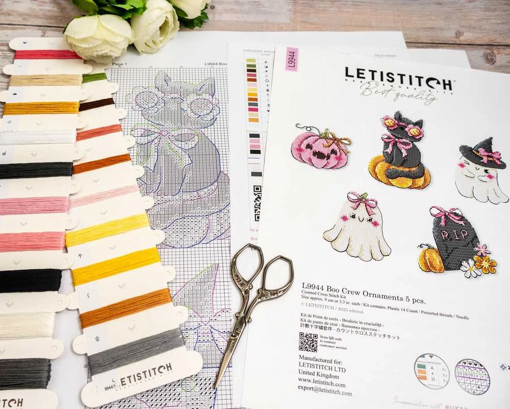 Letistitch Kryželiu siuvinėjimo rinkinys „Boo Crew Ornaments“ 5 vnt. SLETIL9944